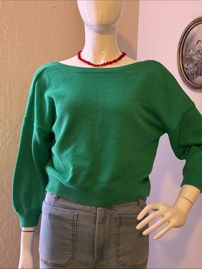 Vero Moda Emerald Off-the-Shoulder Knit Sweater